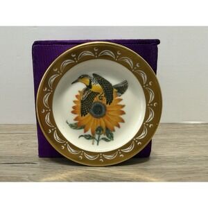 State Birds Flowers Franklin MINI Plate Kansas Western Meadowlark Sunflower 3"